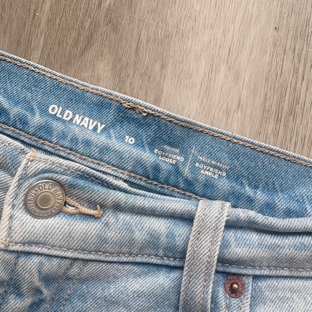 Old Navy Women's Light Blue Straight Leg Jeans boyfriend loose mid rise - Picture 4 of 5